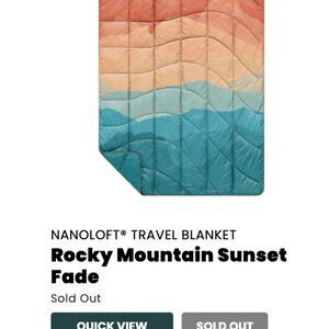Rumpl NanoLoft Puffy Travel Blanket Rocky Mountain Sunset Fade NWT Camping